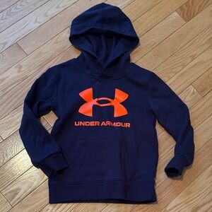 Under Armour Kids Hoodie in Navy with Orange Logo